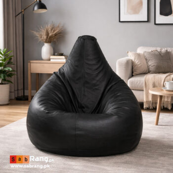 LEATHER PUFFY BEAN BAG BLACK