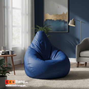 LEATHER PUFFY BEAN BAG BLUE