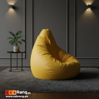 LEATHER PUFFY BEAN BAG YELLOW