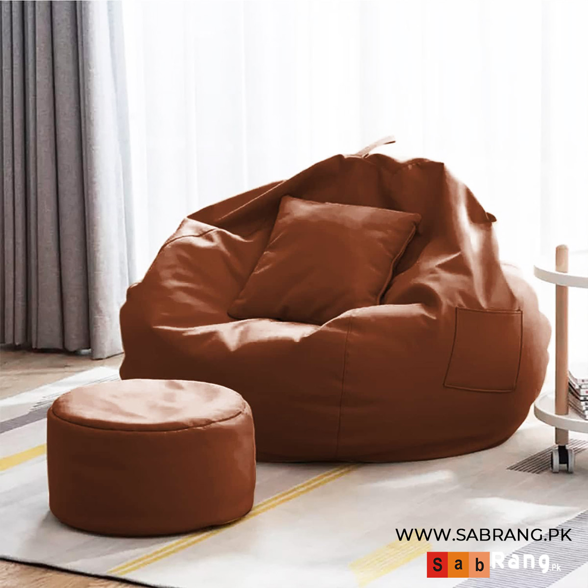 LEATHER BEAN BAGS WITH FREE LEATHER FOOTER & LEATHER CUSHION
