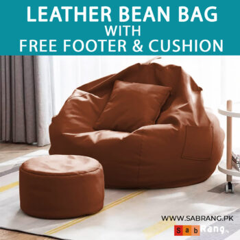 LEATHER BEAN BAGS WITH FREE LEATHER FOOTER & LEATHER CUSHION