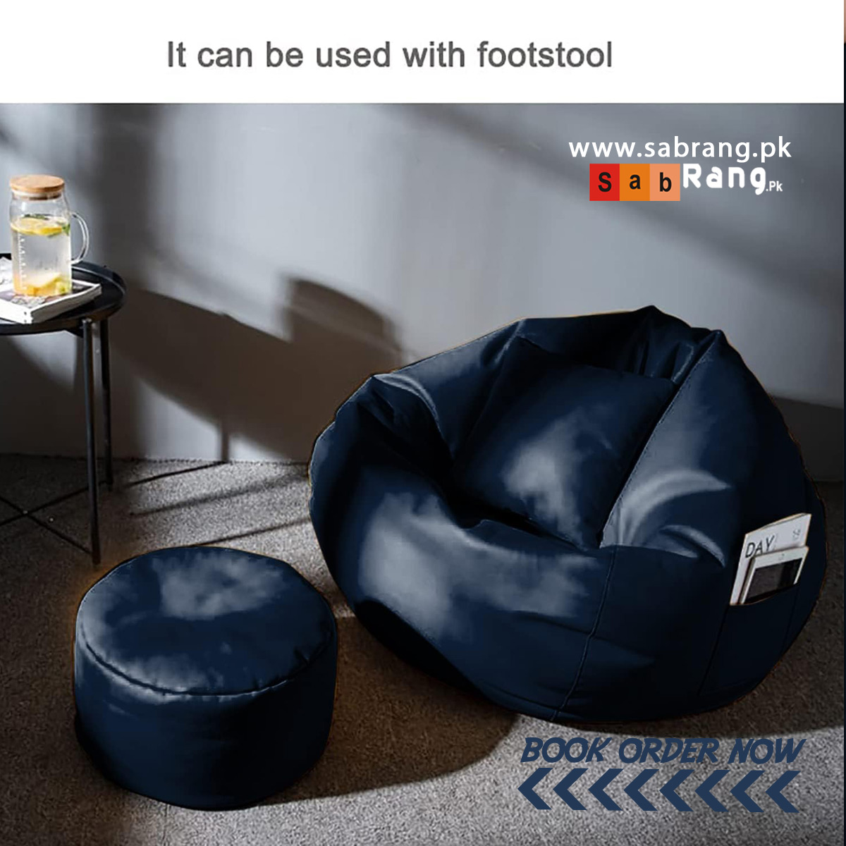 LEATHER BEAN BAGS WITH FREE LEATHER FOOTER & LEATHER CUSHION
